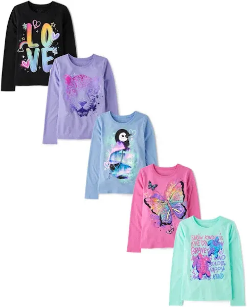 The Children's Place Girls Animal Graphic T-Shirt 5-Pack