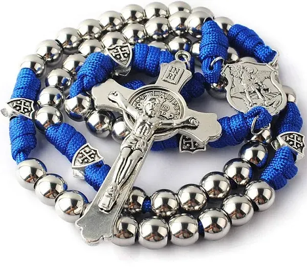 10mm Stainless Steel Beads Large and Heavy Rugged Durable Paracord Rosary for...