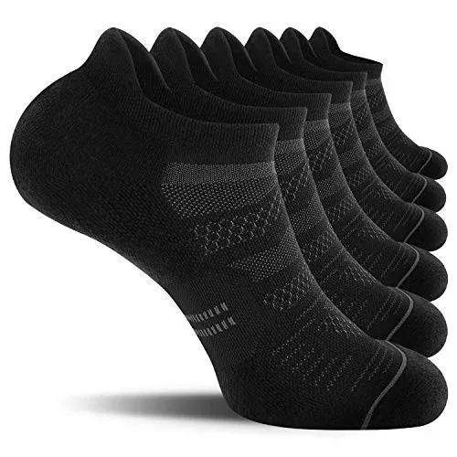 6 Pack Men&#039;S Running Ankle Socks with Cushion, Low Cut Large Black + Grey