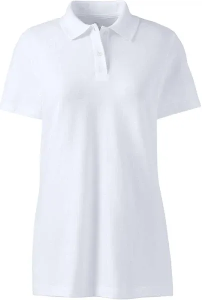 Lands' End Women's Mesh Cotton Short Sleeve Polo Shirt - Large - White