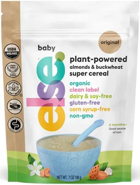 Else Nutrition Baby Cereal Stage 1 for 6 months+, High Iron, Plant Protein, Organic, Whole foods, Vitamins and Minerals