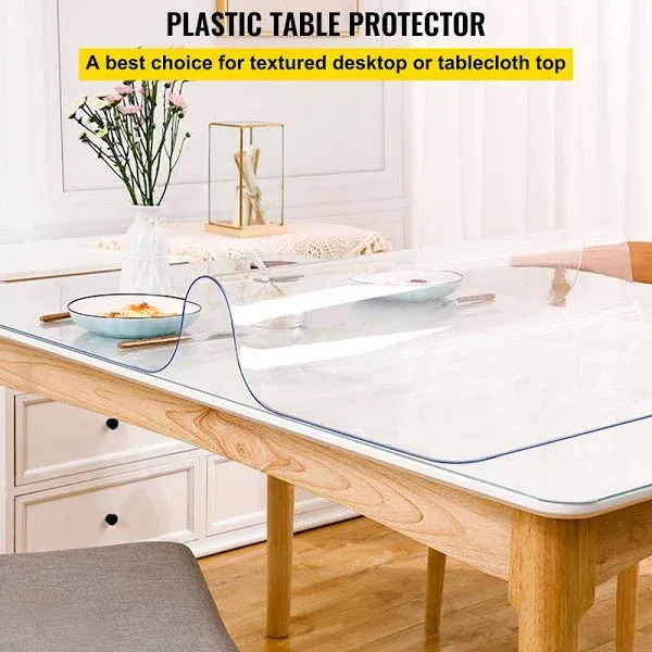 VEVOR PVC Clear Tablecloth Waterproof Table Cover Plastic Desk Protector