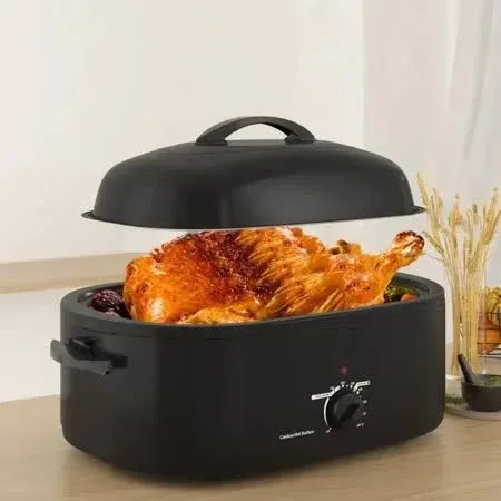 Electric Roaster Oven, Stainless Steel Turkey Roaster Pan, Self-Basting Lid Removable Insert Pot for Gathering and Dining