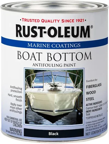 Rust-Oleum 207012 Marine Flat Boat Bottom Antifouling Paint 1-Quart Black