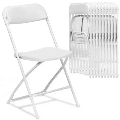 10 Pack White Plastic Folding Chair for Indoor Outdoor Commercial, 350 lb Capacity Plastic Folding Chairs with Steel Frame for Office Wedding Party Events