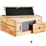 VEVOR Bee Hive Deep Box Starter Kit, 100% Beeswax Coated Natural Cedar Wood, Langstroth Beehive Kit with 10 Frames and Foundations, Transparent