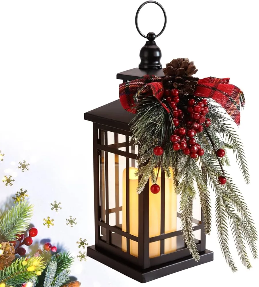 Christmas Decorations Outdoor Hanging Lanterns Holiday Decorative Lantern LED...