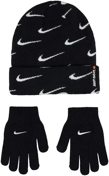 Nike Kids' Swoosh Repeat Beanie and Gloves Set