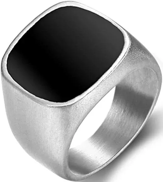 Stainless Steel Square Signet Ring for Men