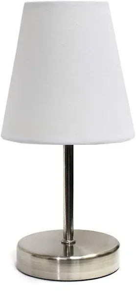 LT2013-WHT Mini Basic Sand Nickel Table Lamp with Fabric Shade, White