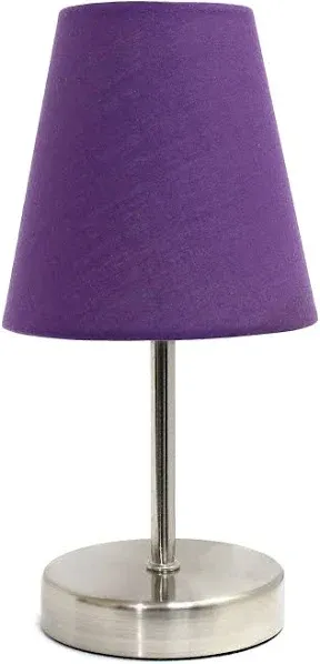 Simple Designs Sand Nickel Mini Basic Table Lamp with Fabric Shade - Purple