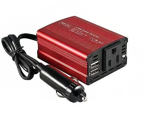 FOVAL 150W Car Power Inverter 12V DC to 110V AC Converter with 3.1A Dual USB