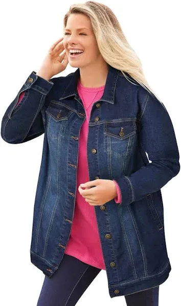 Woman Within Women&#039;s Plus Size Long Stretch Denim Jacket