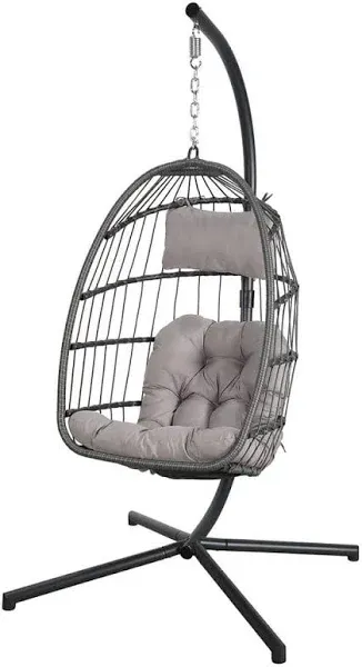 Patiorama Egg Swing Chair W/Stand in Dark Gray