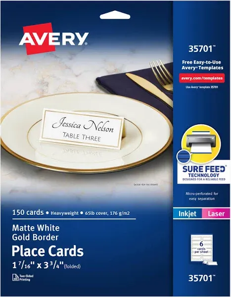 Avery 35701 Gold Border Place Cards