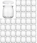 KAMOTA Glass Jars, 40 PACK 6 Oz Clear Yogurt Jars with PE Lids, Glass Pudding Ja