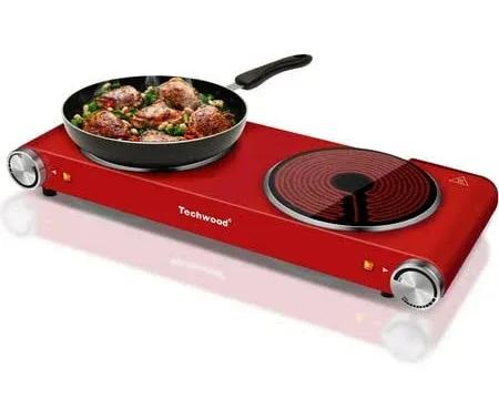 Hot Plate, Techwood 1800W Dual Electric Stoves, Countertop Stove Double Burne...