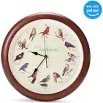 Mark Feldstein Audubon Singing Bird Wall Clock Cherry Finish Wood Frame 13 Inch