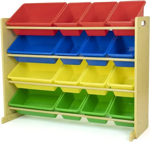 Humble Crew Super Sized Toy Storage Organizer with 16 Storage Bins, Primary/Natural