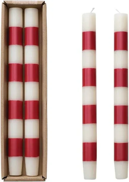 Unscented Striped Taper Candles (Set of 2)