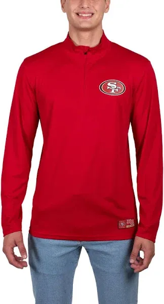 Adults Ultra Game NFL Super Soft Quarter Zip Long Sleeve T-Shirt