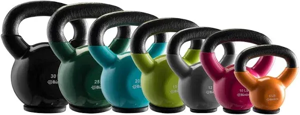 Bintiva Kettlebells - Professional Grade, Vinyl Coated, Solid Cast Iron Weights with A Special Protective Bottom