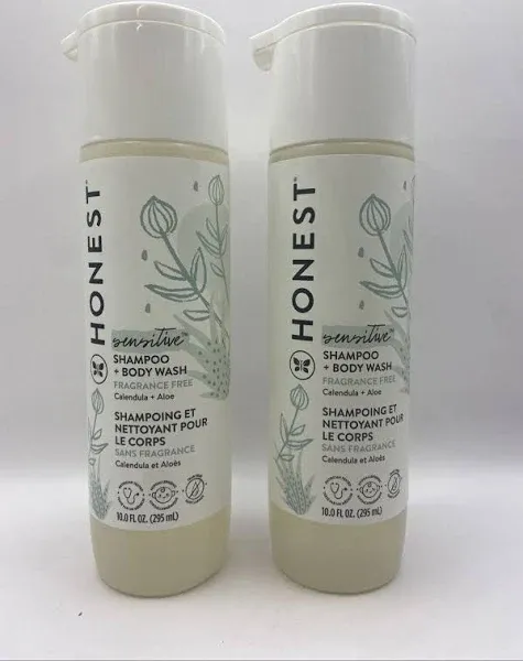 2 Pk The Honest Company Sensitive Fragrance Free Shampoo and Body Wash 10 oz