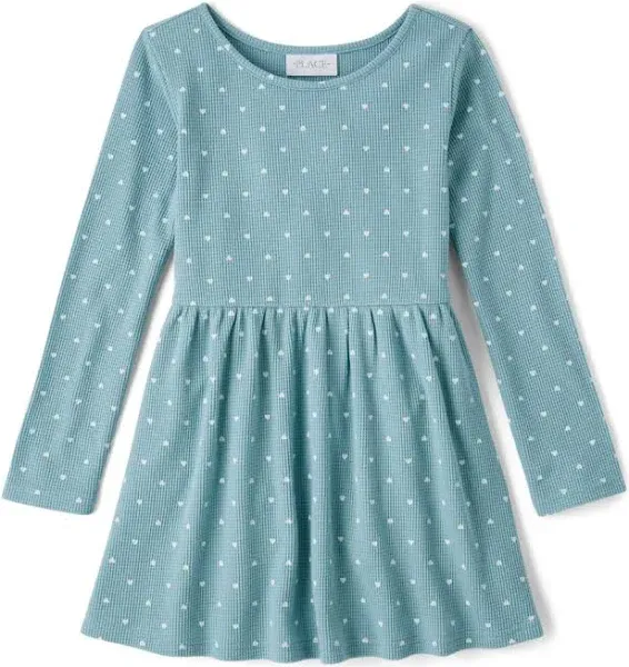 Girls Print Thermal Everyday Dress - Blue