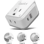 Ceptics China Malaysia Power Adapter Travel Set 20W PD & QC Safe Dual USB & USB-C 3.1A 2 USA Outlet - Compact-Use in Hong Kong Kuwait Singapore Iraq