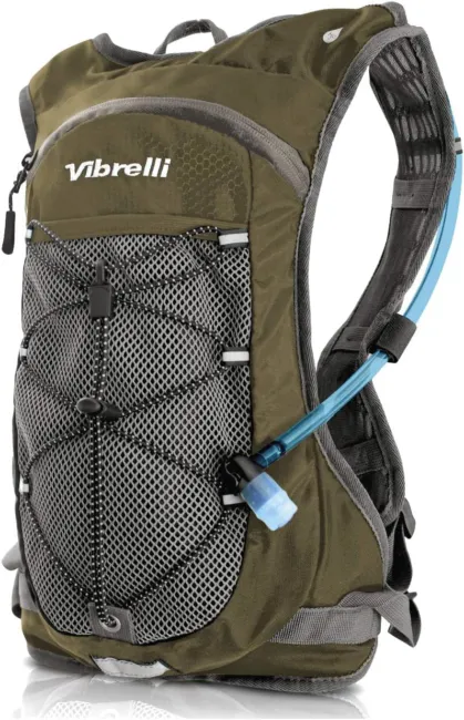 Vibrelli Hydration Pack &amp; 2L Hydration Water Bladder - High Flow Bite Valve - -