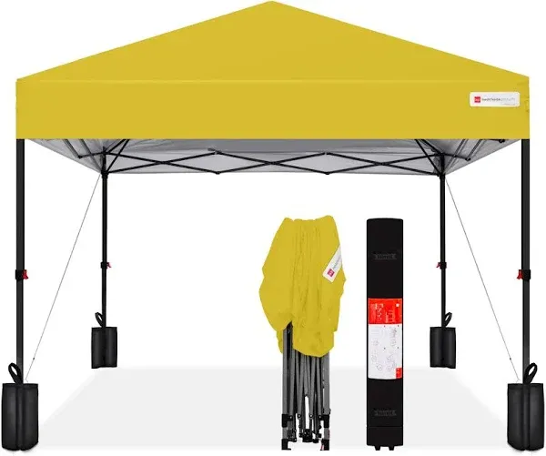 Best Choice Products 8x8ft 1-Person Setup Pop Up Canopy Tent Instant Portable Shelter w/ 1-Button Push, Case, 4 Weight Bags - Yellow