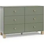 Storkcraft California 6-Drawer Double Dresser - Olive/Driftwood