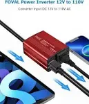 FOVAL 150W Car Power Inverter 12V DC to 110V AC Converter with 3.1A Dual USB Car Charger