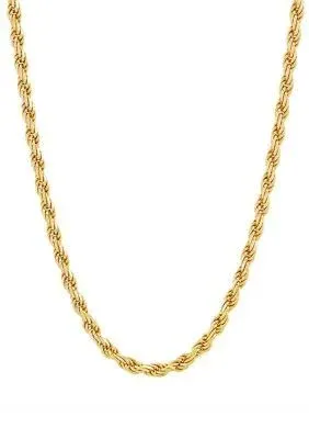 18K Gold-Plated Sterling Silver Rope Link Chain Necklace