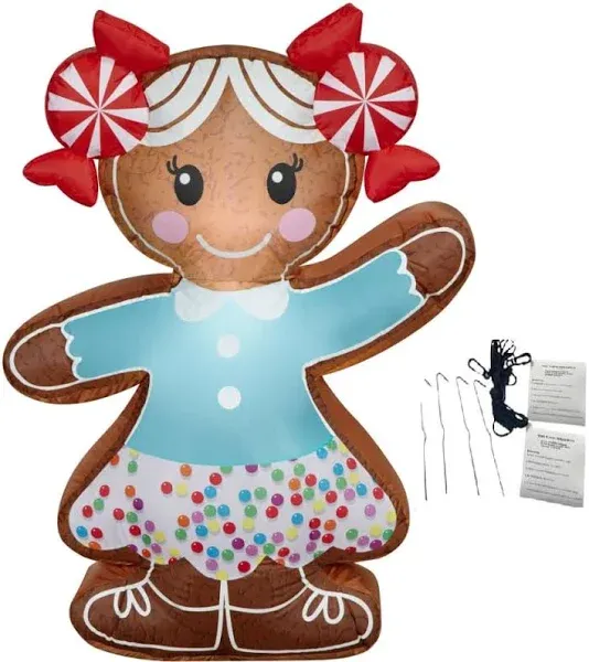 Gemmy Christmas Airblown Inflatables Yard Decoration Gingerbread Girl 4 ft