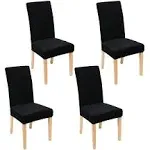 Smiry Velvet Stretch Dining Room Chair Covers Soft Removable Dining Chair Slipcovers Set of 4, Black