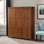 Grain Wood Furniture Shaker Wood 3-Door Armoire - 60x72x22 - Walnut