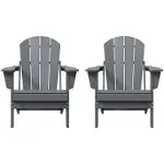 2pcs Outdoor Foldable HDPE Adirondack Chairs for patio All Weather Resistant