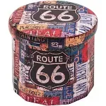 OTTOMAN Folding Storage Footrest Stool Seat Organizer Route 66 15&#034; B FSOBEIIALEO