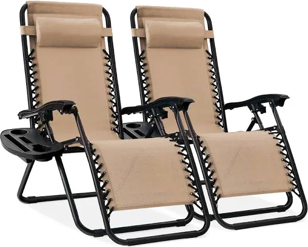 Best Choice Products Set of 2 Adjustable Steel Mesh Zero Gravity Lounge Chair Re