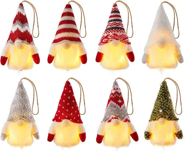 Pack of 8 5" Light Up Christmas Tree Ornaments