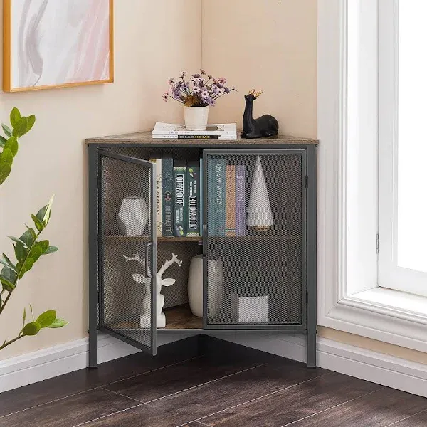 VECELO 3-Tier Corner Cabinet/Table with Protection Door