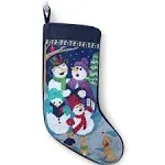 LANDS END Critters Snowman Wool Needlepoint Christmas Stocking Monogram VIVIENNE