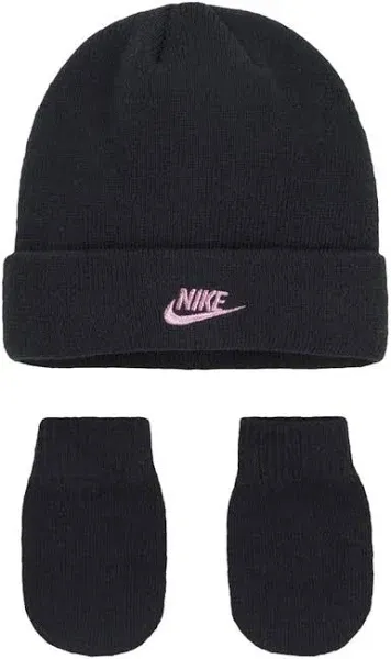 New KIDS&#x27; NIKE FUTURA BEANIE HAT AND GLOVES SET Black One Size