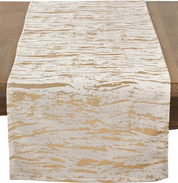 Saro Lifestyle Loretta Collection Distressed Foil Metallic Design Table Runner