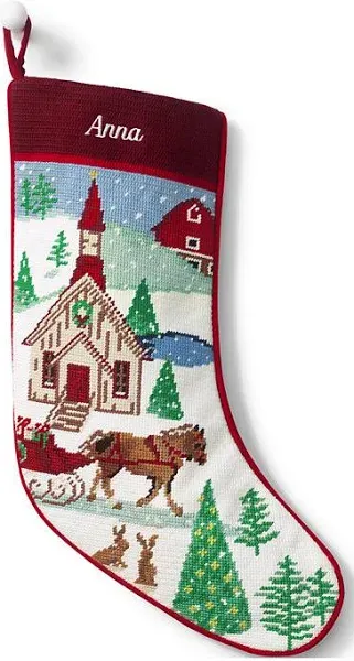 Lands' End Needlepoint Christmas Stocking