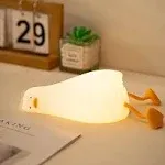 Zhmgv Benson Lying Flat Duck Night Light, LED Squishy Duck Lamp, Cute Light Up Duck, Silicone Dimmable Nursery Nightlight, Rechargeable Bedside Tou...