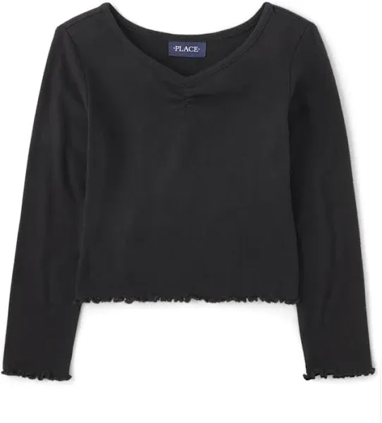 The Children's Place Girls' Basic Long Sleeve V-Neck Knit Shirts