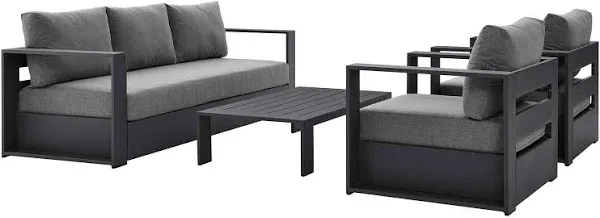 Modway Tahoe Aluminum 4-Piece Outdoor Patio Set in Gray Gray