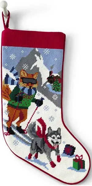 LANDS END Holiday Spirit Wool Needlepoint Christmas Stocking Monogrammed KAYDEN